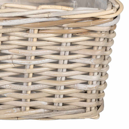 Cestino da Vaso 3 pz Grigio naturale Rattan Kubu