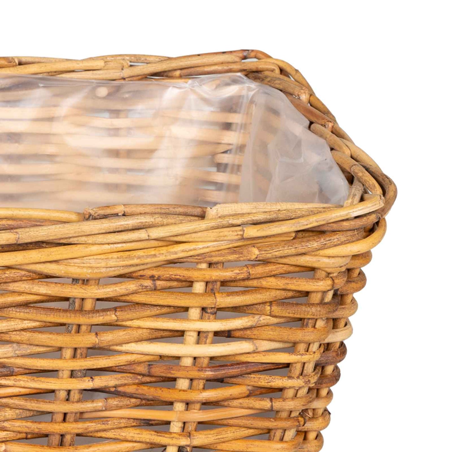 Cestino da Vaso 3 pz Marrone Naturale Rattan Kubu