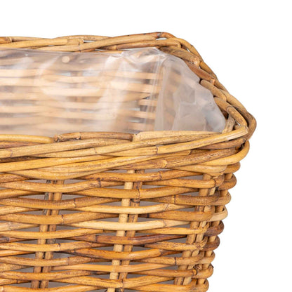 Cestino da Vaso 3 pz Marrone Naturale Rattan Kubu