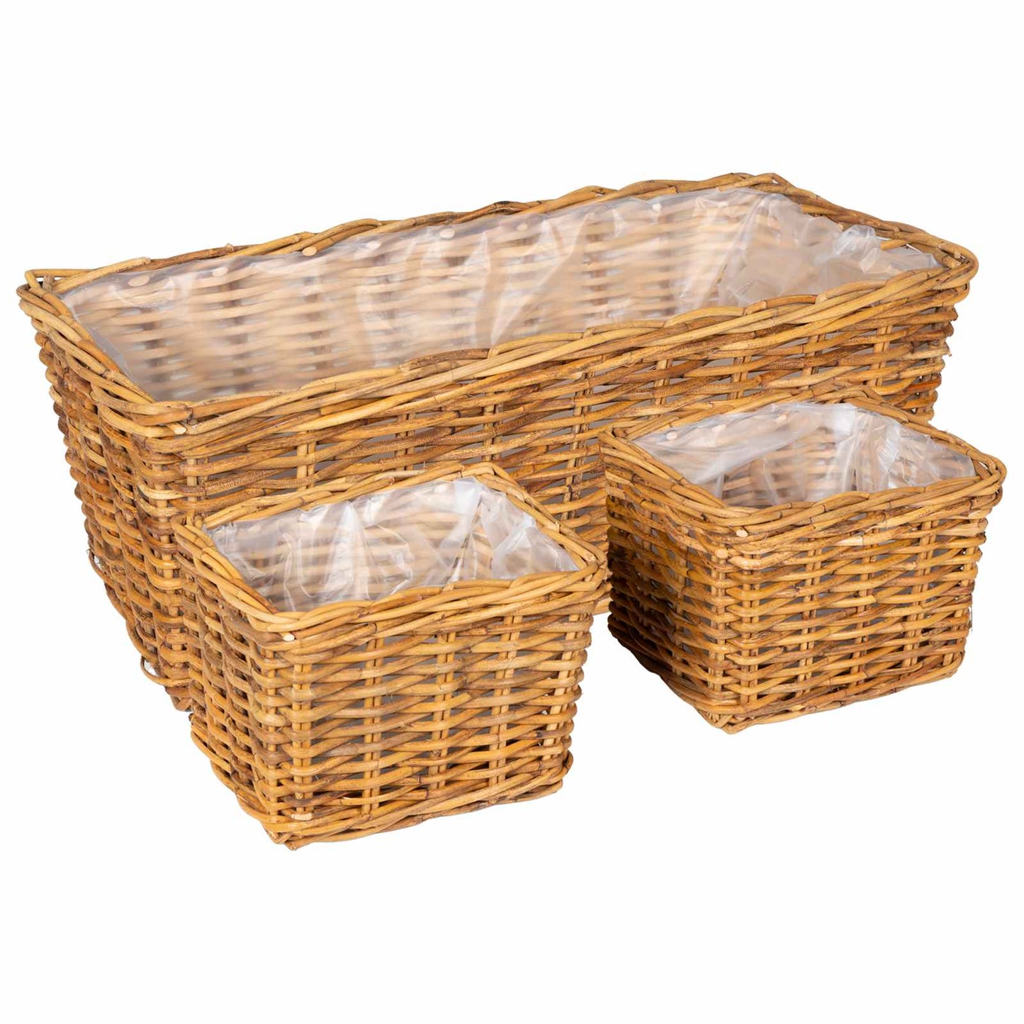 Cestino da Vaso 3 pz Marrone Naturale Rattan Kubu