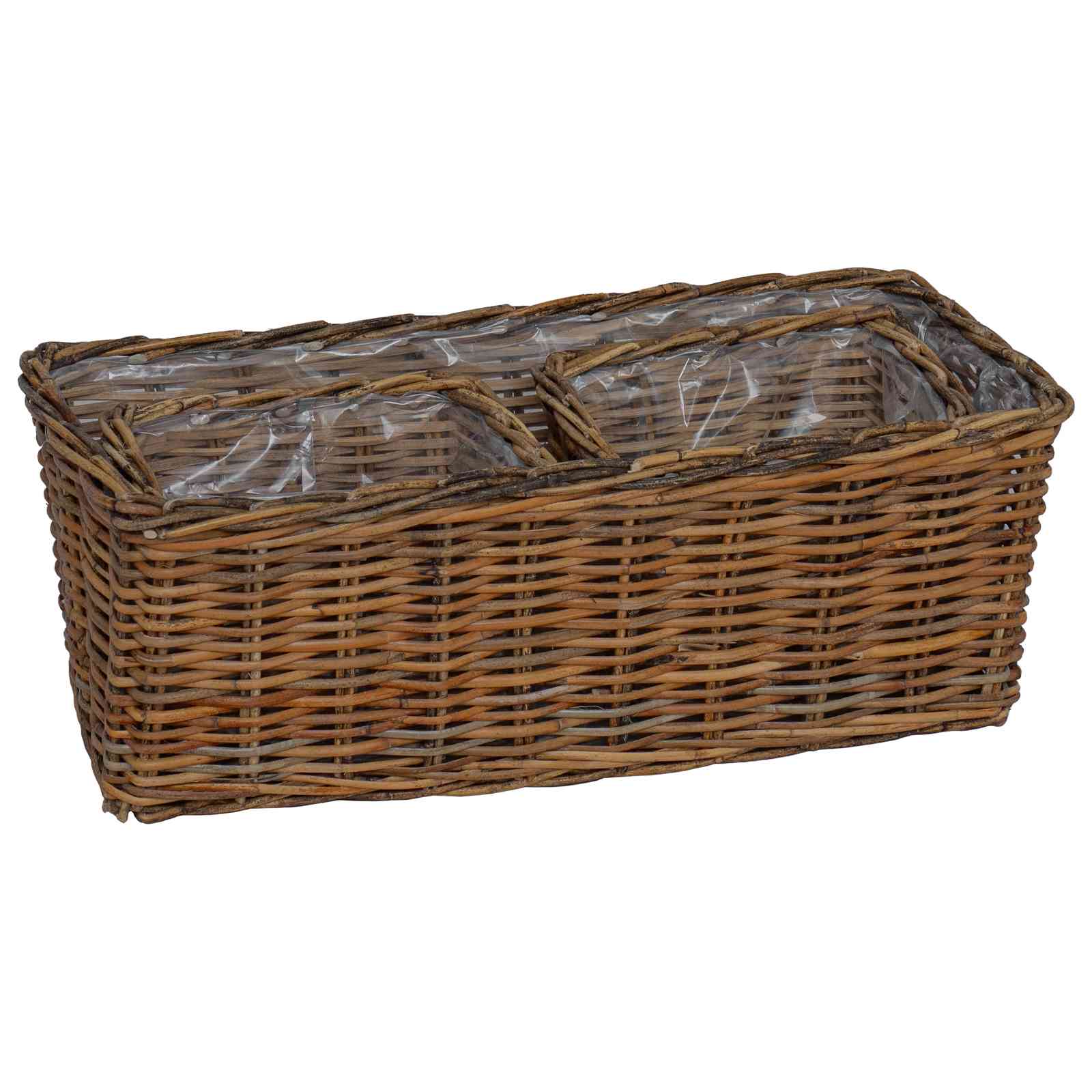 Cestino da Vaso con archiviazione 3 pcs Marrone Rattan Kubu | homemem39