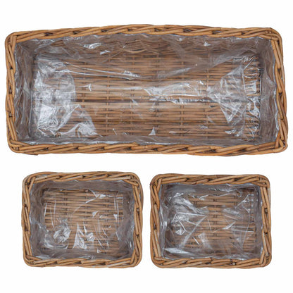 Cestino da Vaso con archiviazione 3 pcs Marrone Rattan Kubu | homemem39