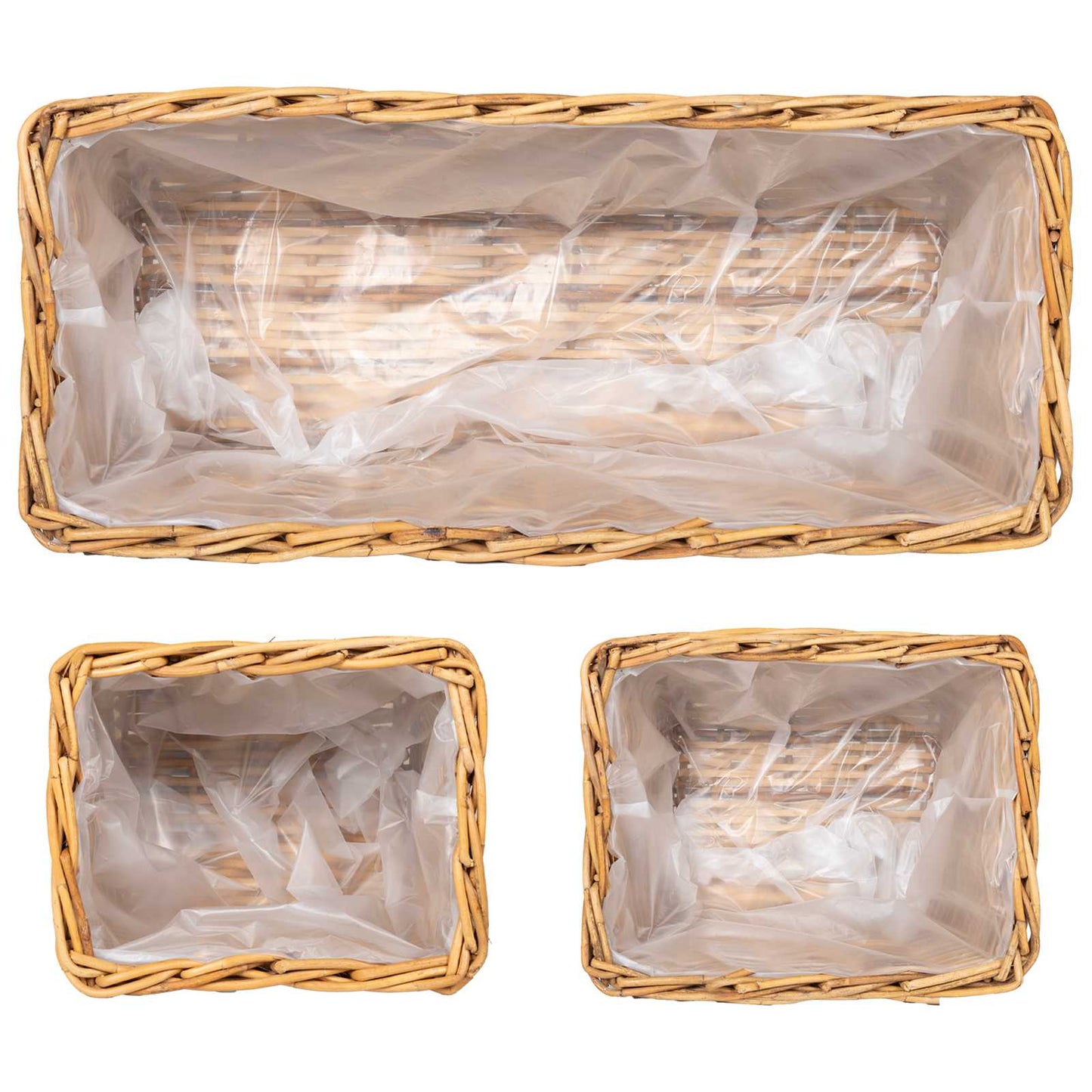 Cestino da Vaso 3 pz Marrone Naturale Rattan Kubu