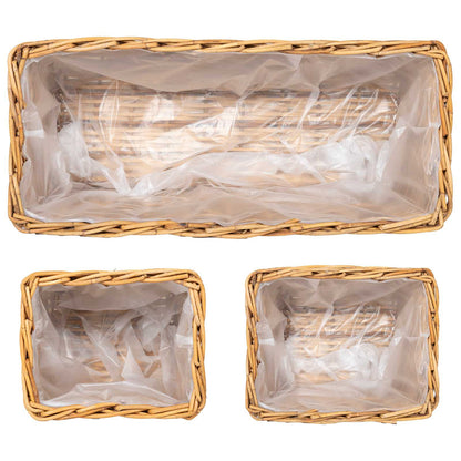 Cestino da Vaso 3 pz Marrone Naturale Rattan Kubu