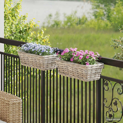 Cestino Appendibile per Piante 2 pz Grigio naturale Rattan Kubu