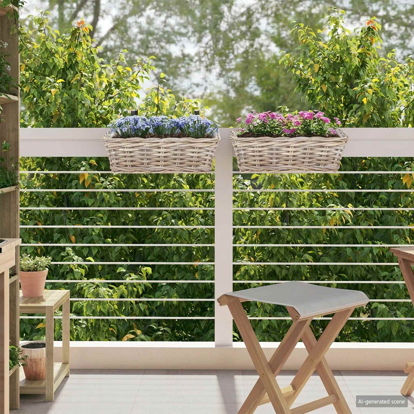 Cestino Appendibile per Piante 2 pz Grigio naturale Rattan Kubu
