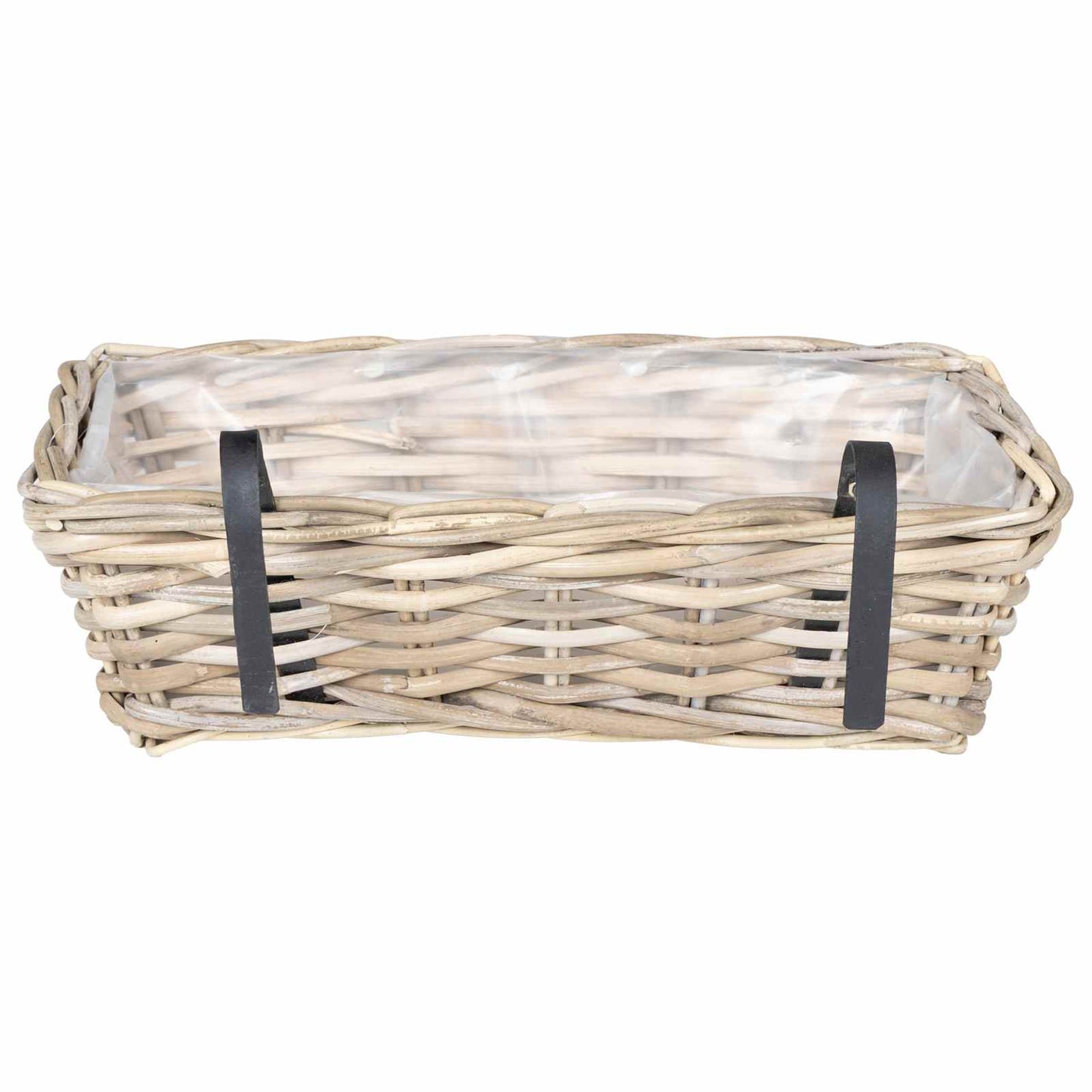 Cestino Appendibile per Piante 2 pz Grigio naturale Rattan Kubu