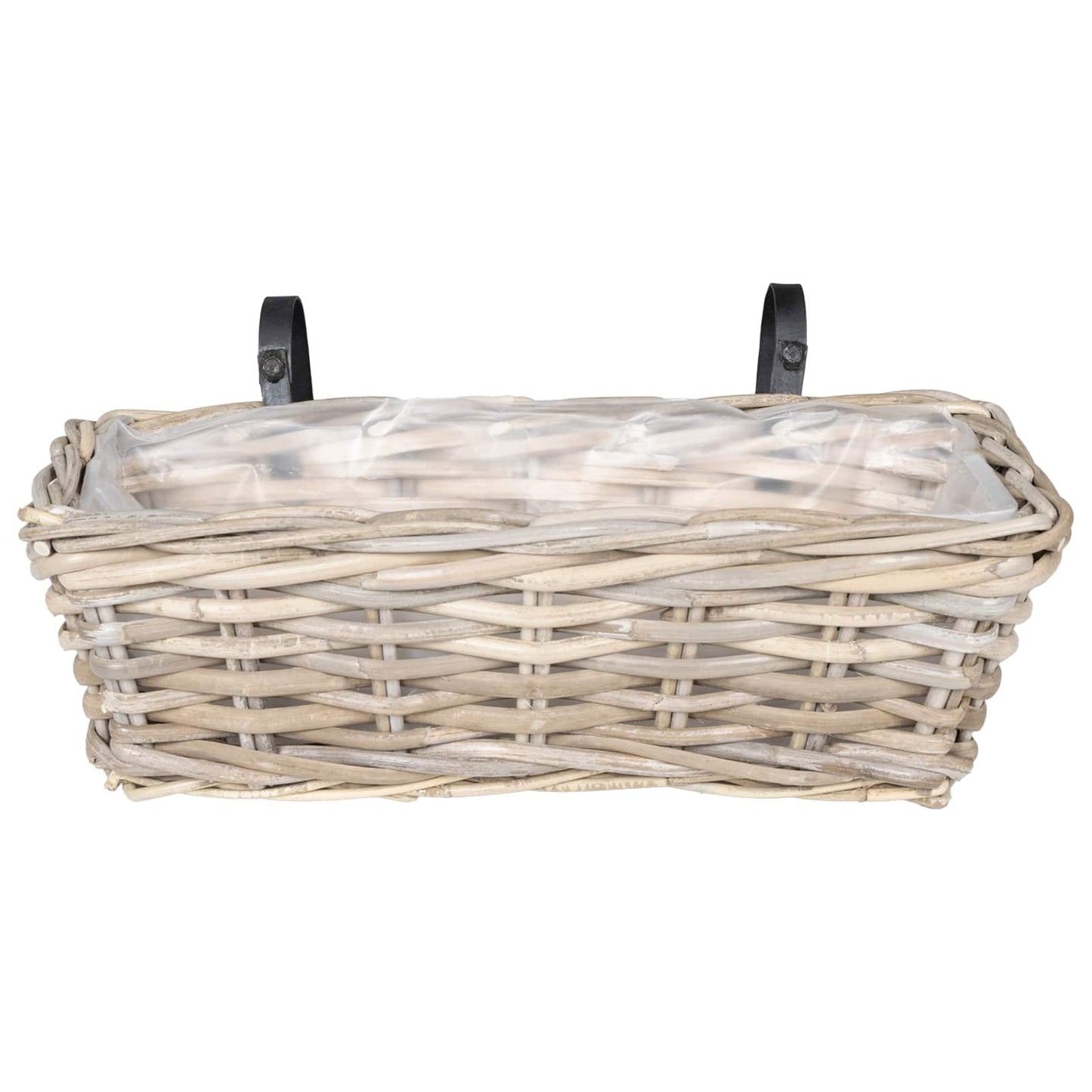 Cestino Appendibile per Piante 2 pz Grigio naturale Rattan Kubu