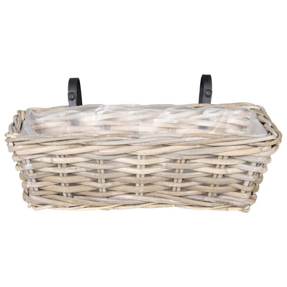 Cestino Appendibile per Piante 2 pz Grigio naturale Rattan Kubu