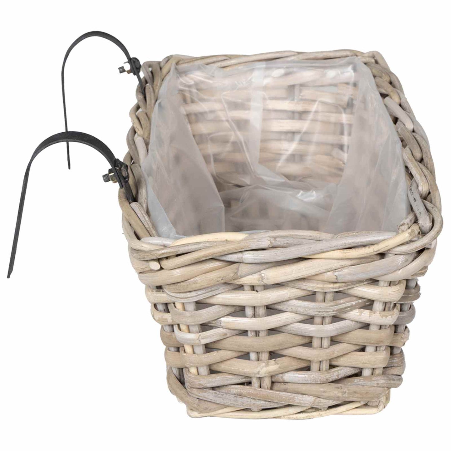 Cestino Appendibile per Piante 2 pz Grigio naturale Rattan Kubu