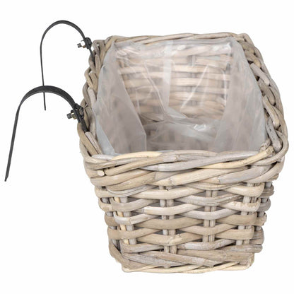 Cestino Appendibile per Piante 2 pz Grigio naturale Rattan Kubu