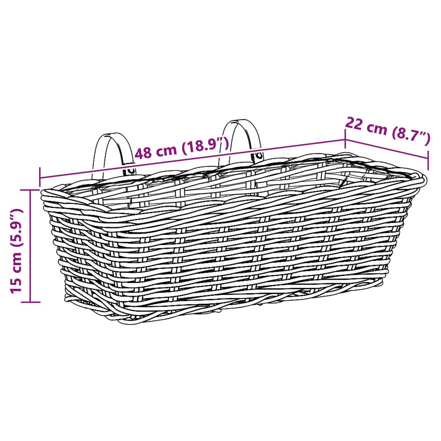 Cestino Appendibile per Piante 2 pcs Grigio 48 x 22 x 15 cm | homemem39