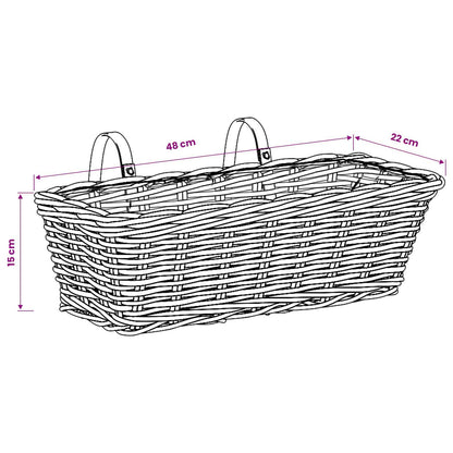 Cestino Appendibile per Piante 2 pz Grigio naturale Rattan Kubu