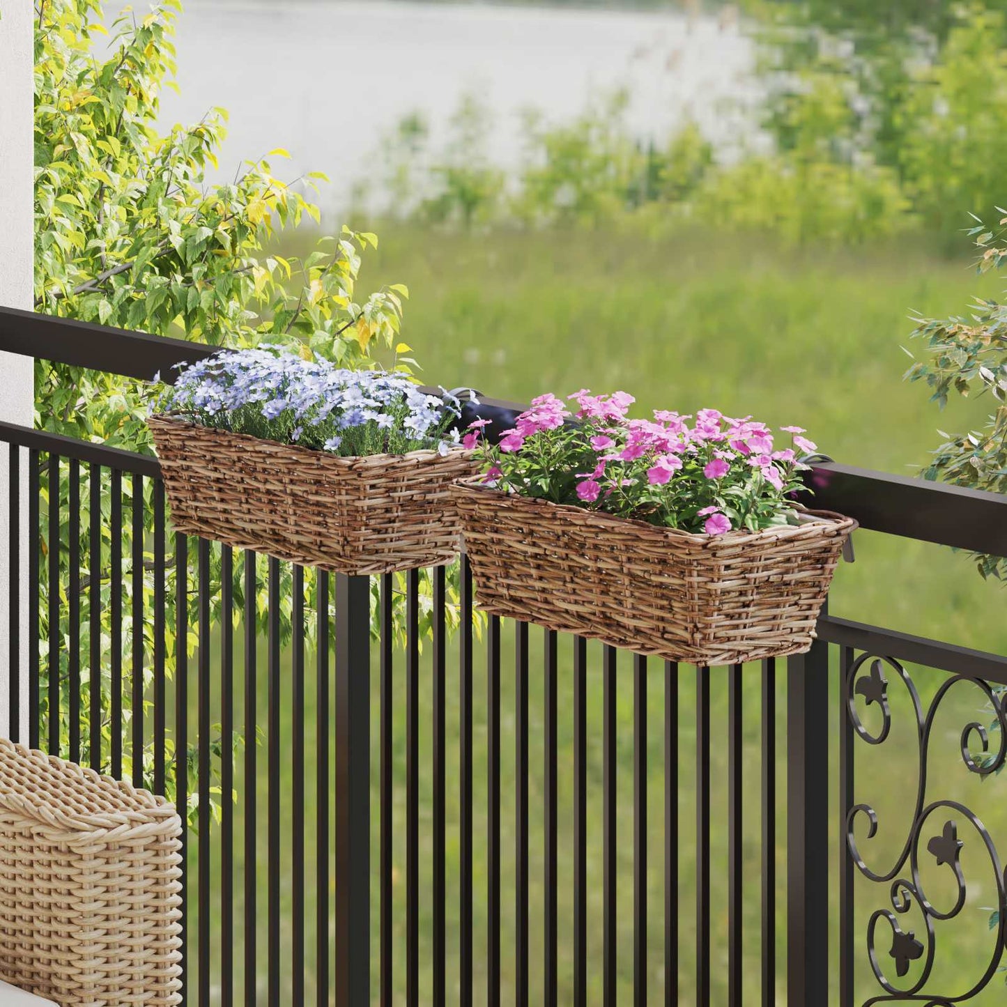 Cestino Appendibile per Piante 2 pcs Marrone 48 x 22 x 15 cm | homemem39