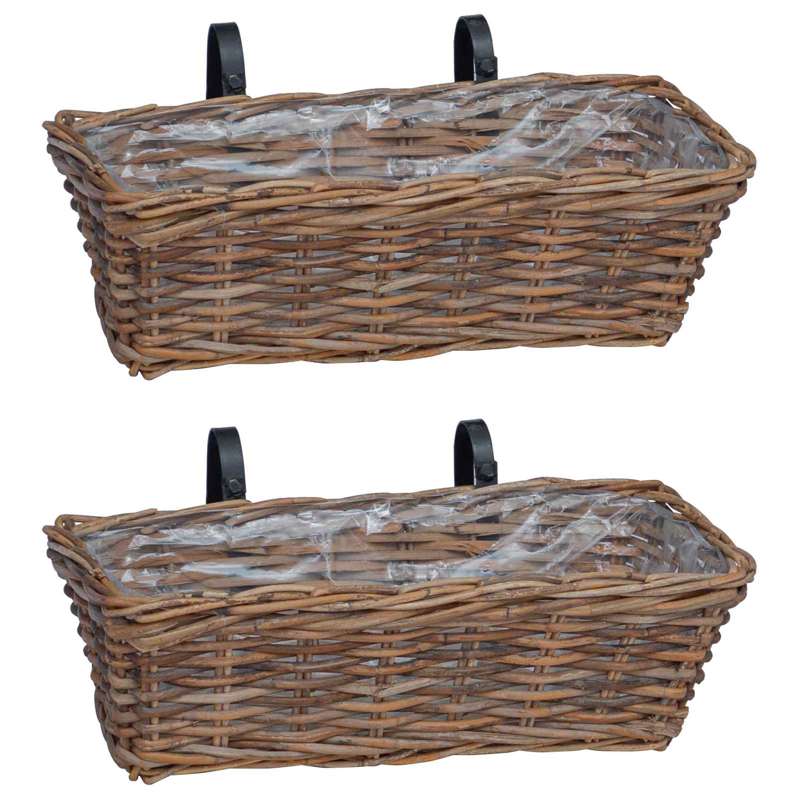 Cestino Appendibile per Piante 2 pcs Marrone 48 x 22 x 15 cm | homemem39