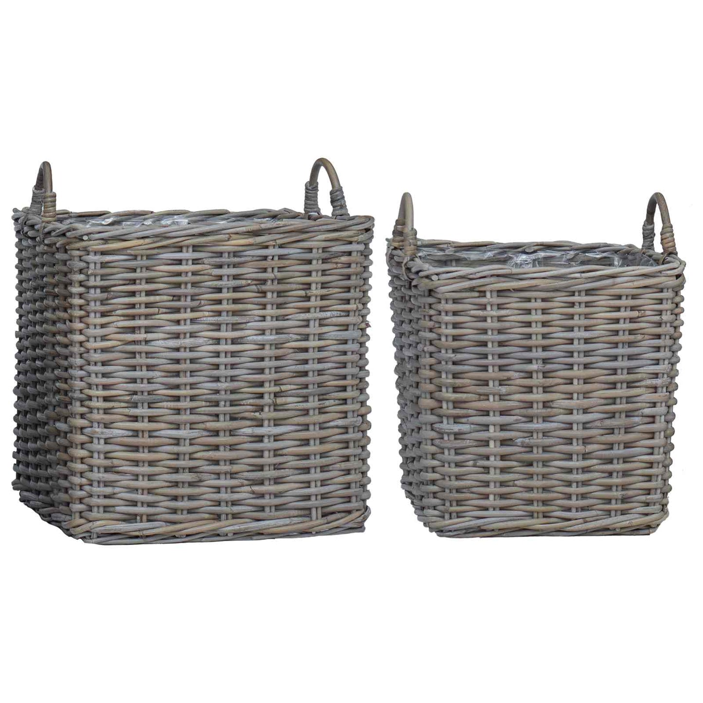 Cestino per Piante con archiviazione 2 pcs Grigio Rattan Lacak | homemem39