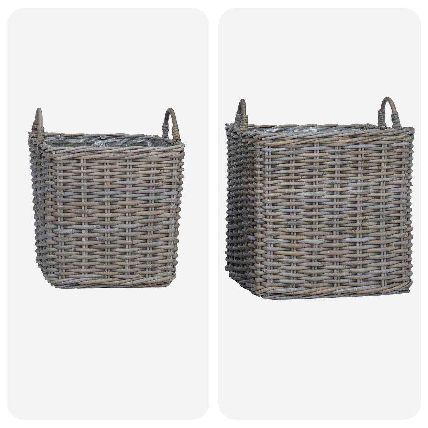 Cestino per Piante con archiviazione 2 pcs Grigio Rattan Lacak | homemem39