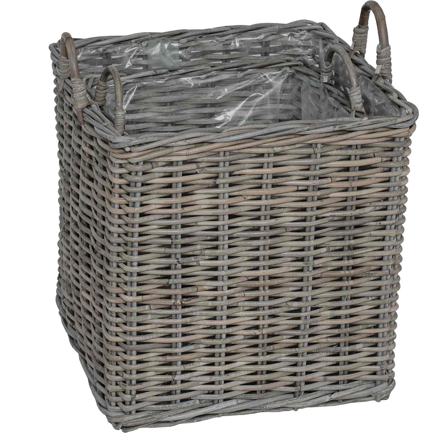 Cestino per Piante con archiviazione 2 pcs Grigio Rattan Lacak | homemem39