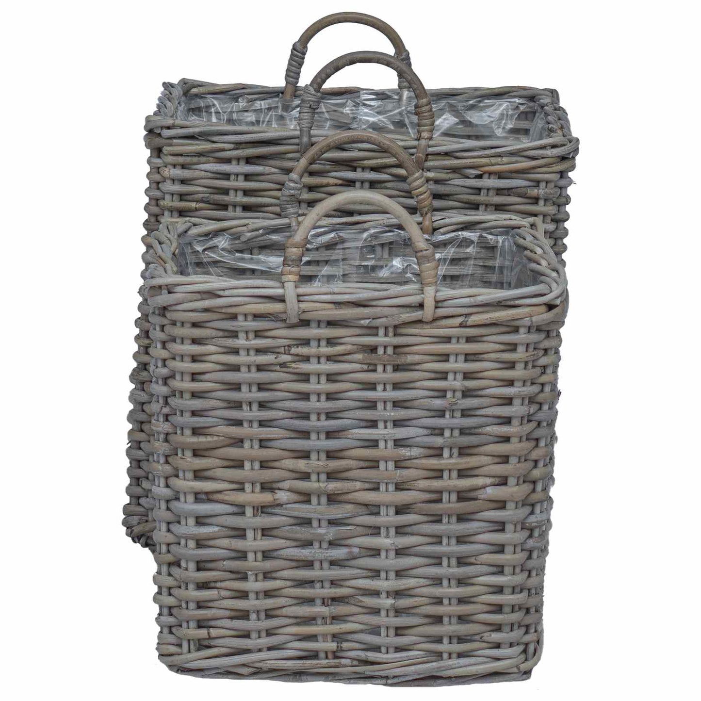 Cestino per Piante con archiviazione 2 pcs Grigio Rattan Lacak | homemem39