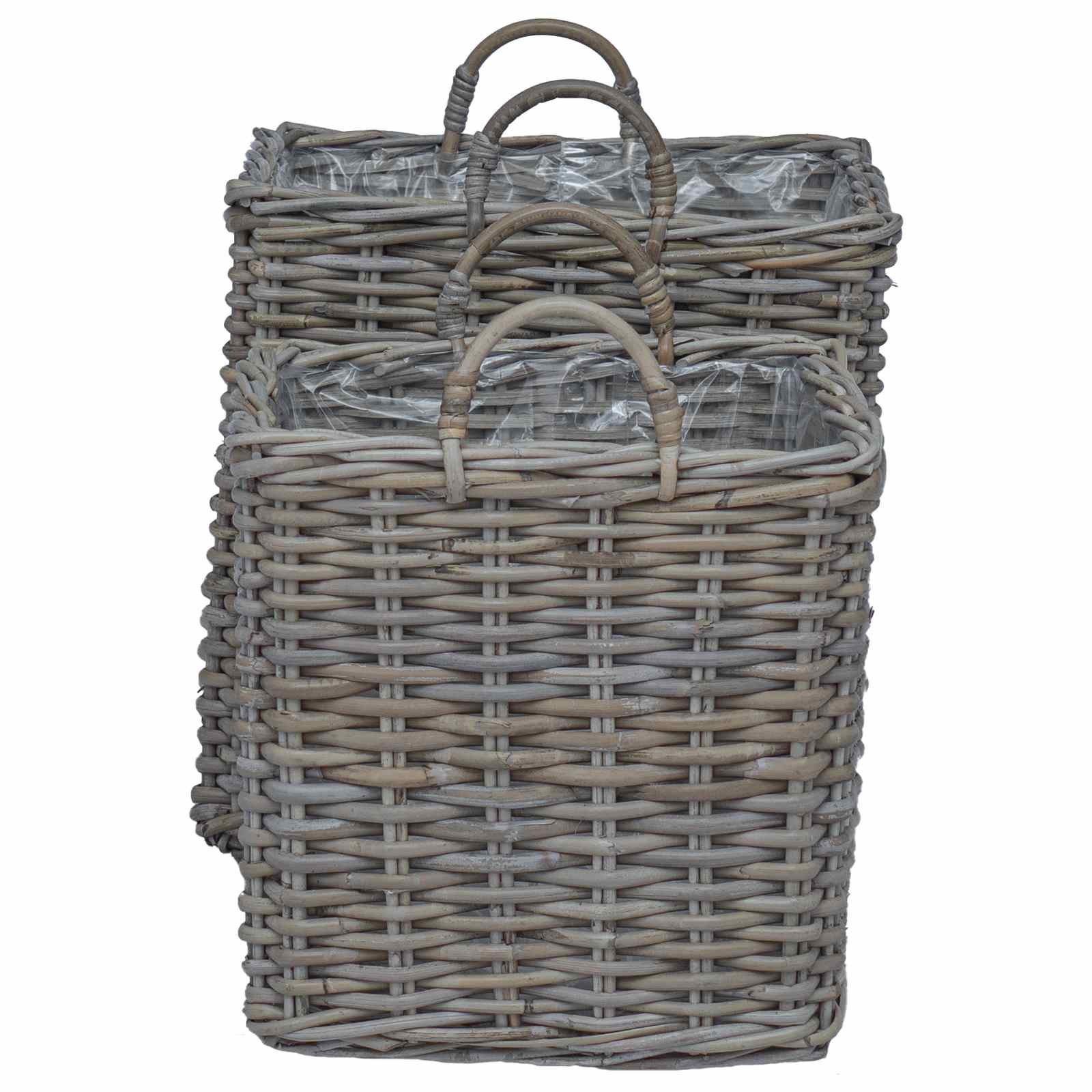 Cestino per Piante con archiviazione 2 pcs Grigio Rattan Lacak | homemem39