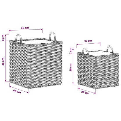 Cestino per Piante 2 pz Grigio naturale Rattan Kubu