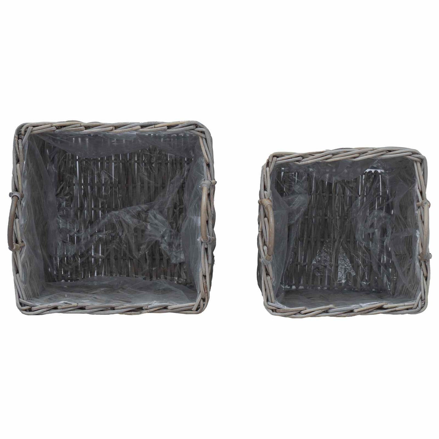 Cestino per Piante con archiviazione 2 pcs Grigio Rattan Lacak | homemem39
