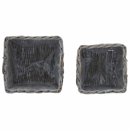 Cestino per Piante con archiviazione 2 pcs Grigio Rattan Lacak | homemem39