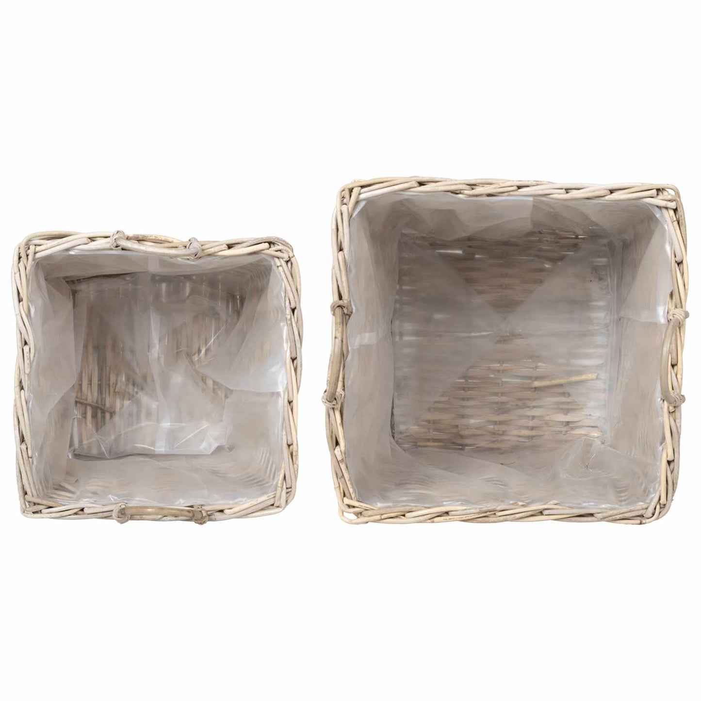 Cestino per Piante 2 pz Grigio naturale Rattan Kubu