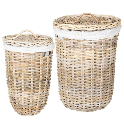 Cesto per la biancheria con coperchio 2 pcs Grigio naturale | homemem39
