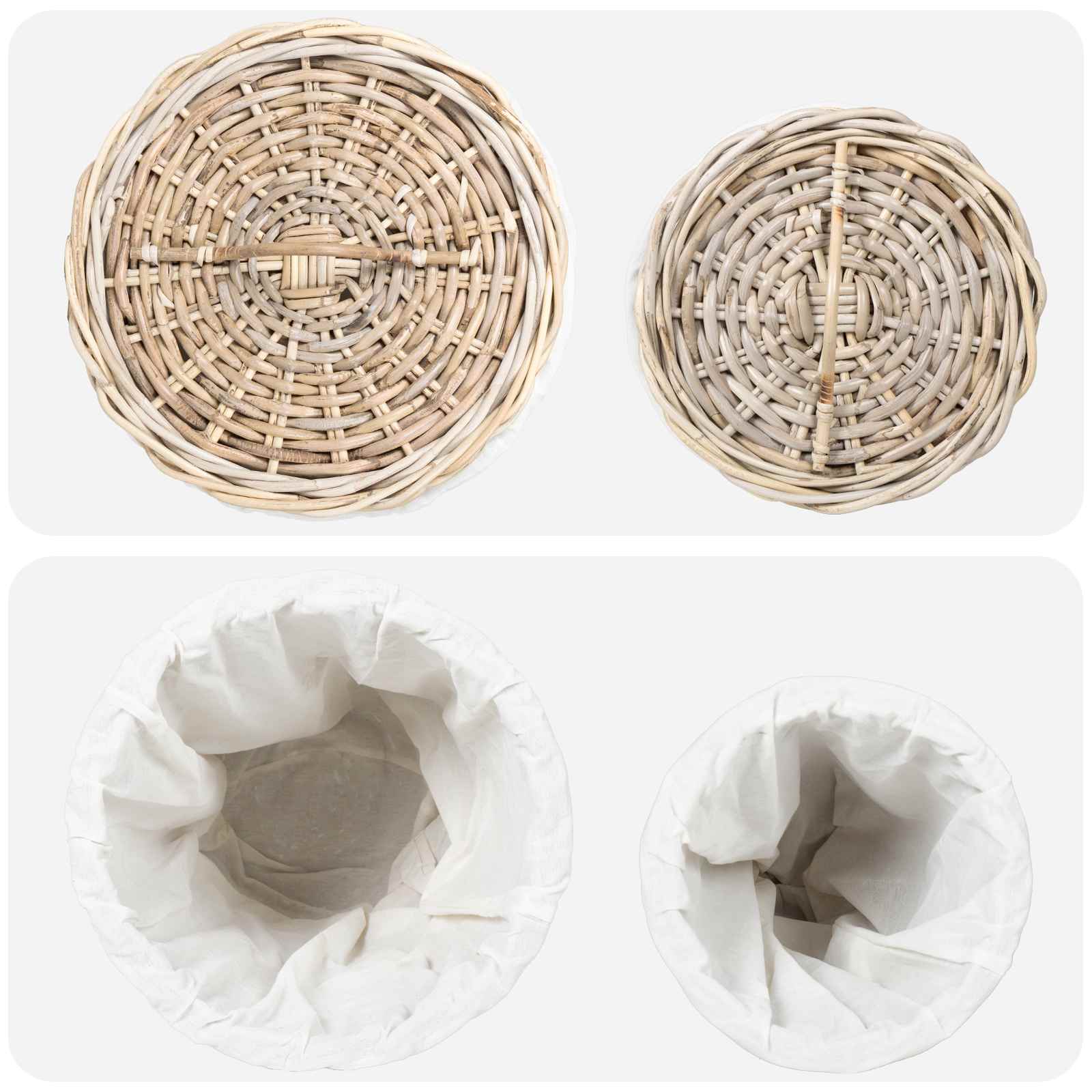 Cesto per la biancheria con coperchio 2 pcs Grigio naturale | homemem39