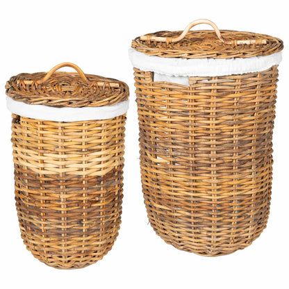 Cesto per la biancheria con coperchio 2 pcs Marrone Naturale | homemem39