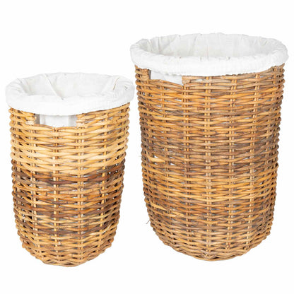 Cesto per la biancheria con coperchio 2 pcs Marrone Naturale | homemem39