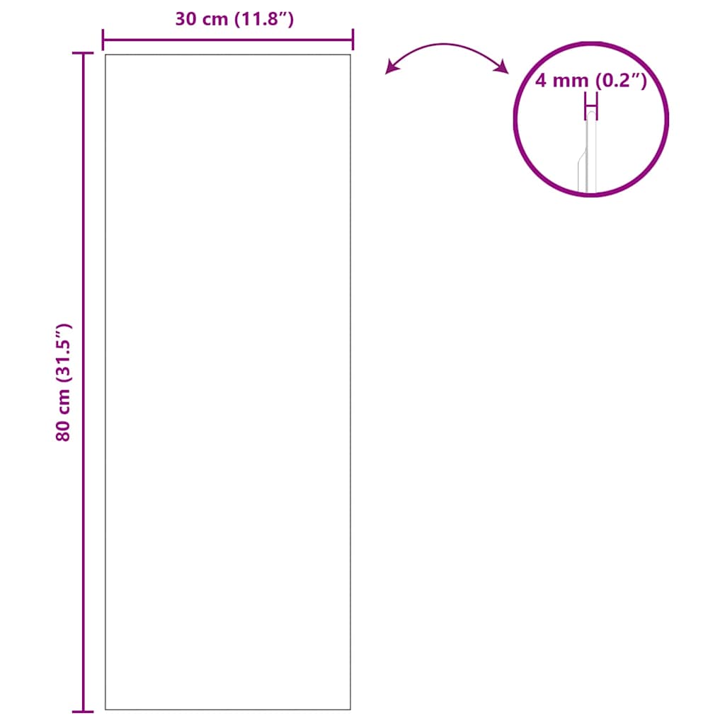Specchio da parete Rettangolare 30 x 80 cm vetro temperato | homemem39