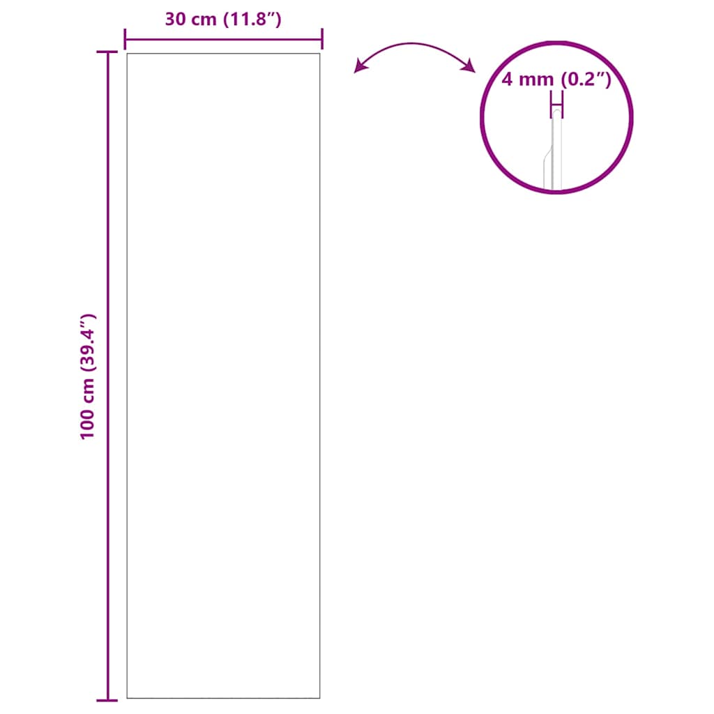 Specchio da parete Rettangolare 30 x 100 cm vetro temperato | homemem39