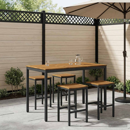Tavolo Bar da Giardino Naturale e Nero 141 x 80,5 x 105 cm | homemem39