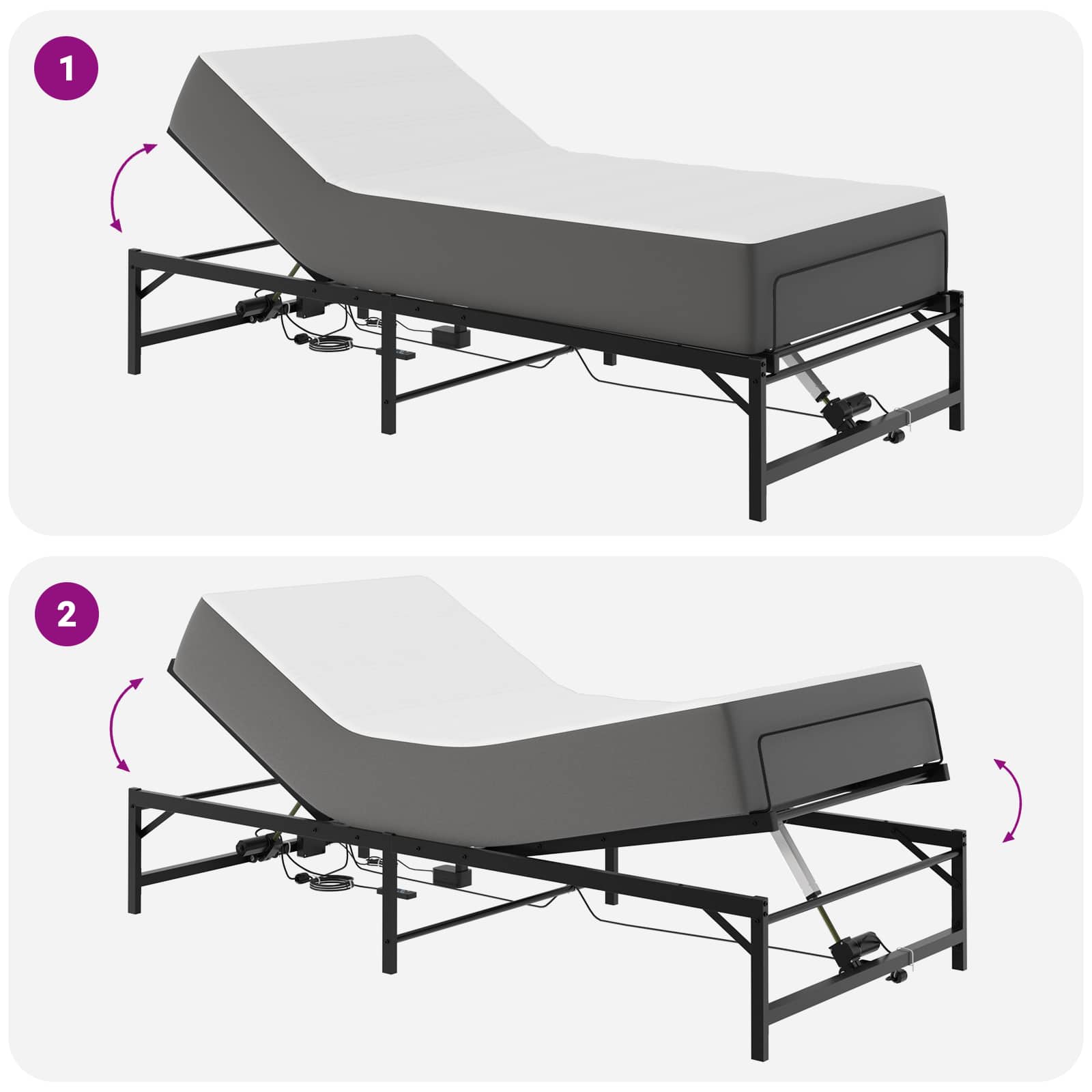 Telaio Letto Elettrico Regolabile Nero 75 x 190 cm Acciaio | homemem39
