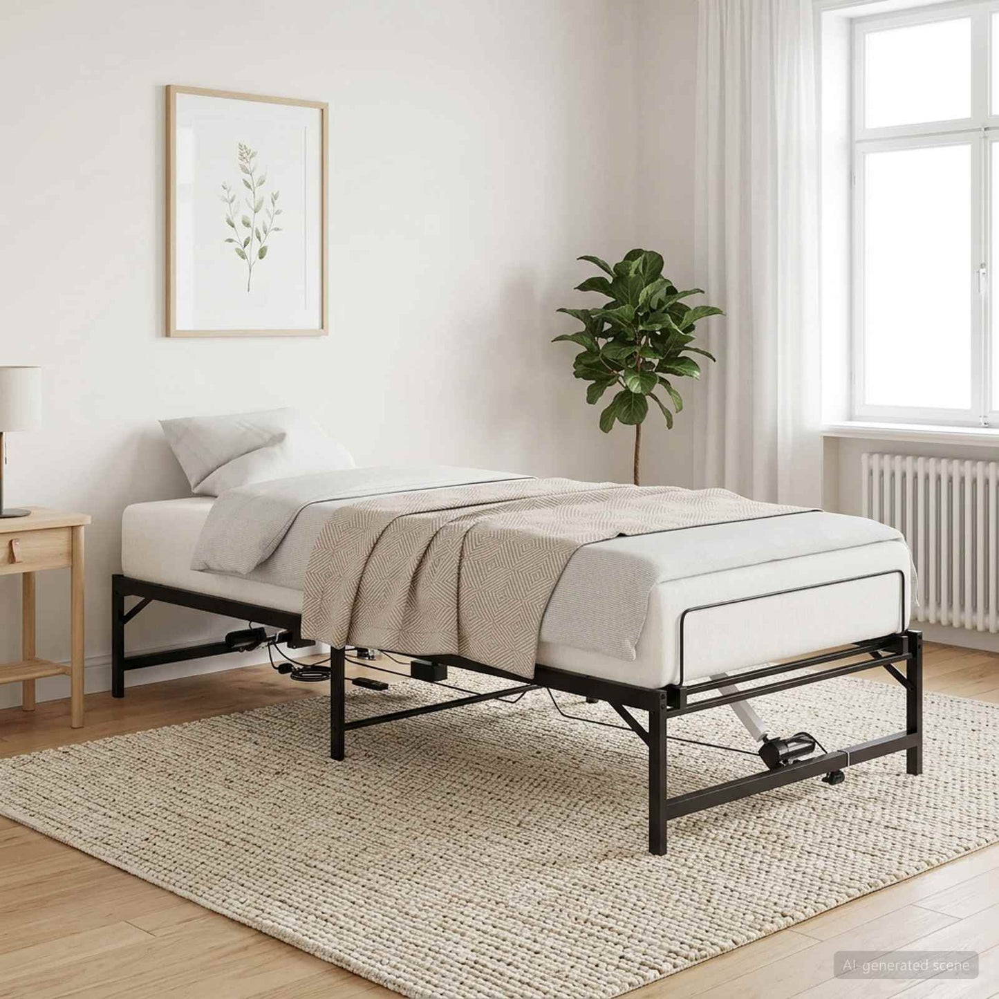 Telaio Letto Elettrico Regolabile Nero 90 x 190 cm Acciaio