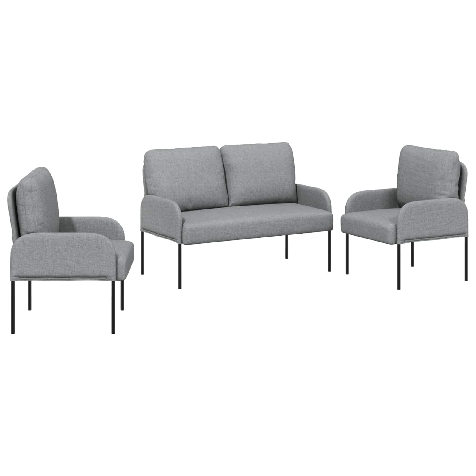 Set divani con cuscino 3 pcs Grigio chiaro 115 x 56 x 80 cm | homemem39