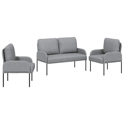 Set divani con cuscino 3 pcs Grigio chiaro 115 x 56 x 80 cm | homemem39