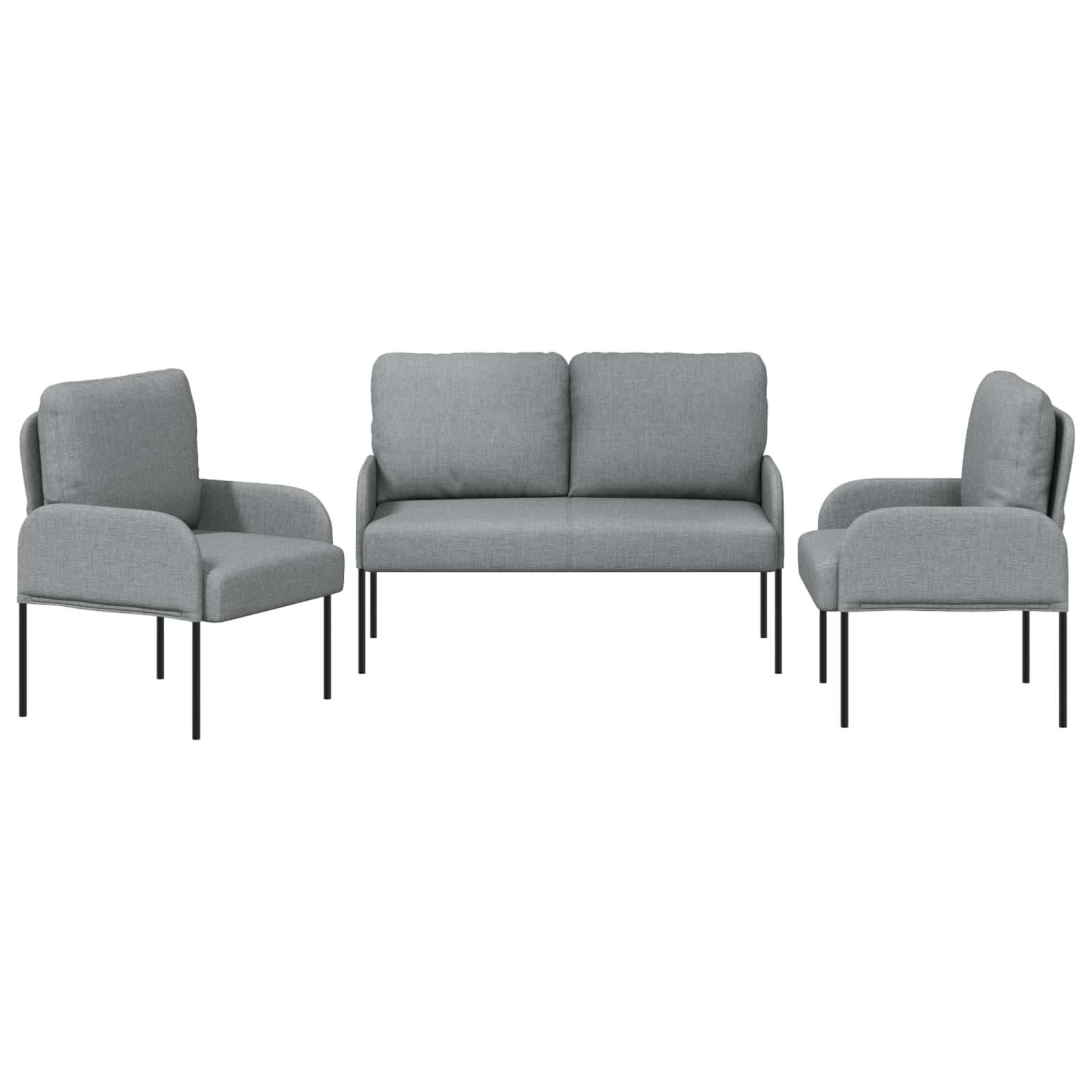 Set divani con cuscino 3 pcs Grigio chiaro 115 x 56 x 80 cm | homemem39