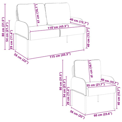 Set divani con cuscino 3 pcs Grigio chiaro 115 x 56 x 80 cm