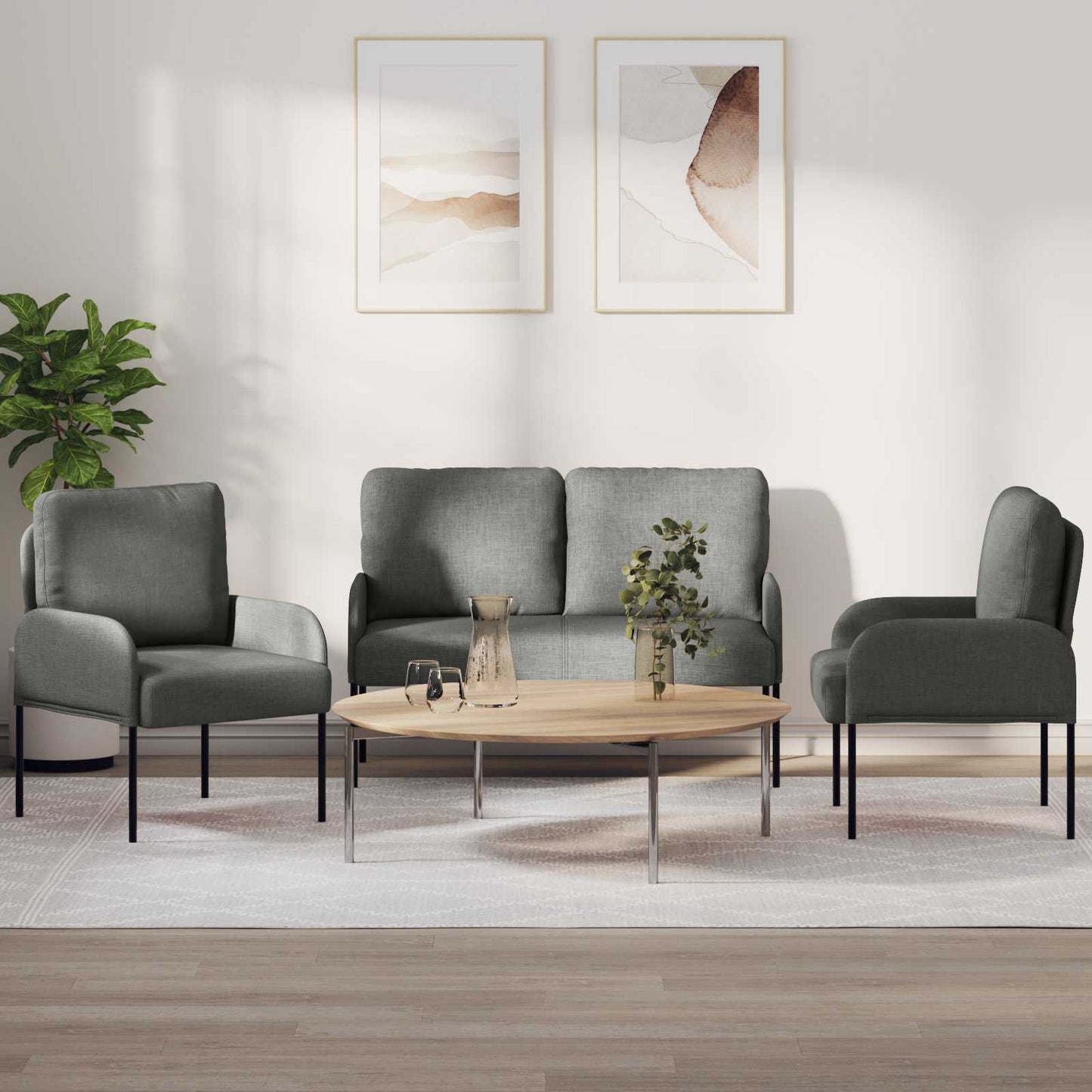 Set divani 3 pcs Grigio scuro 115 x 56 x 80 cm Legno compensato | homemem39