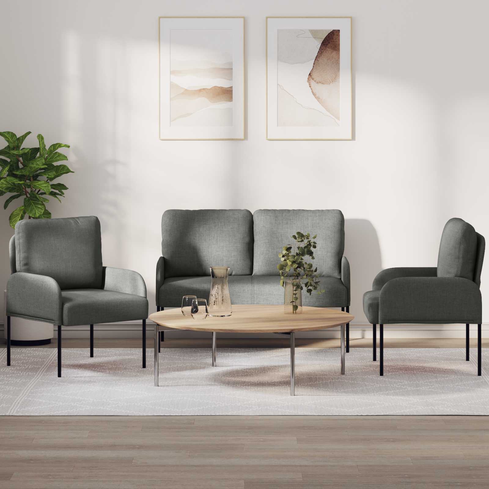 Set divani 3 pcs Grigio scuro 115 x 56 x 80 cm Legno compensato | homemem39