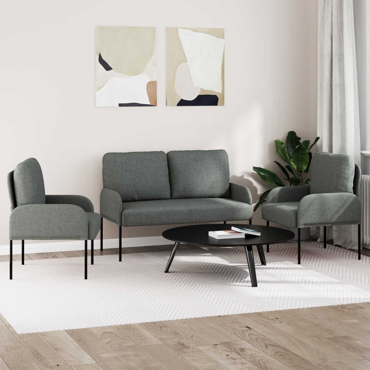Set divani 3 pcs Grigio scuro 115 x 56 x 80 cm Legno compensato | homemem39