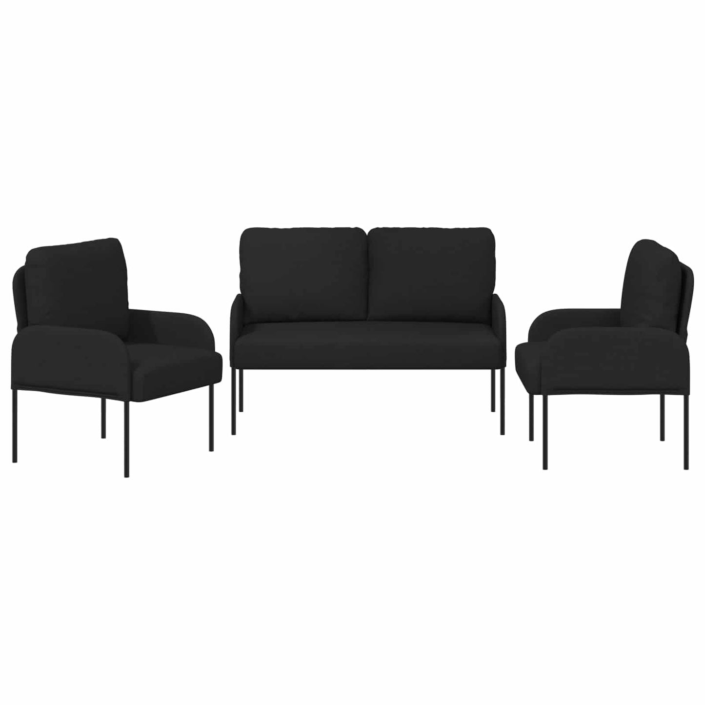 Set divani 3 pcs Nero 115 x 56 x 80 cm Legno compensato | homemem39