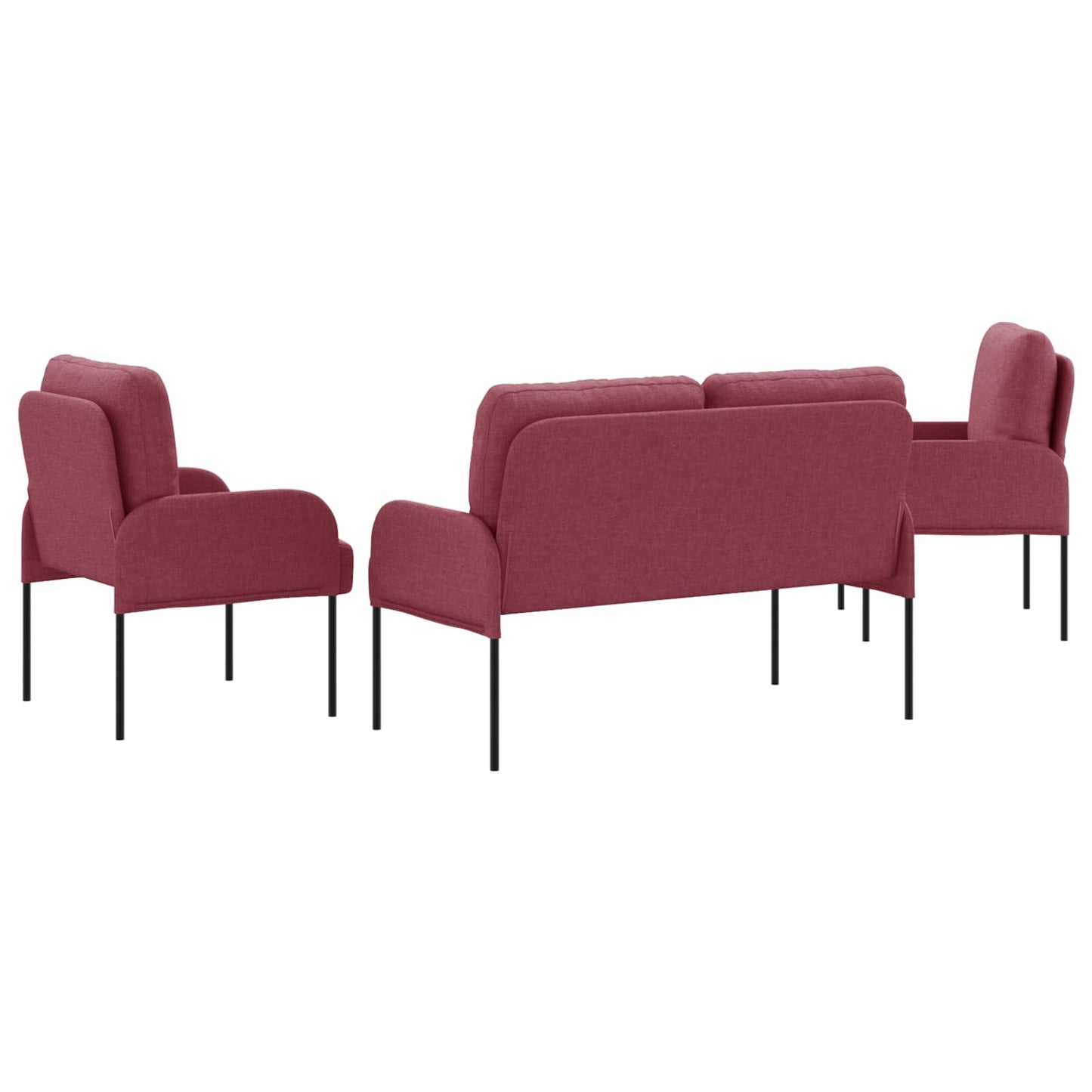 Set divani 3 pcs Rosso Vino 115 x 56 x 80 cm Legno compensato | homemem39