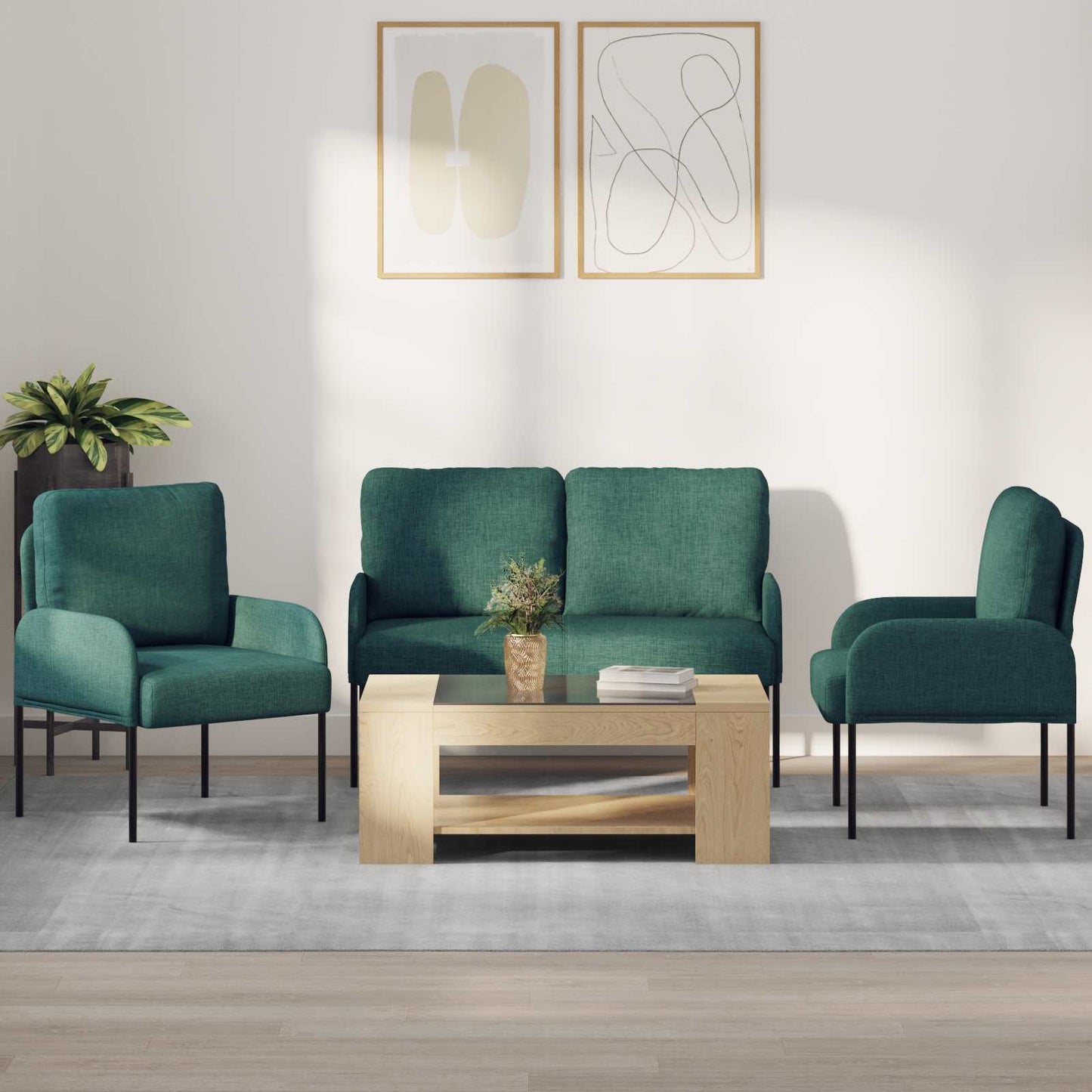 Set divani 3 pcs Verde Scuro 115 x 56 x 80 cm Legno compensato