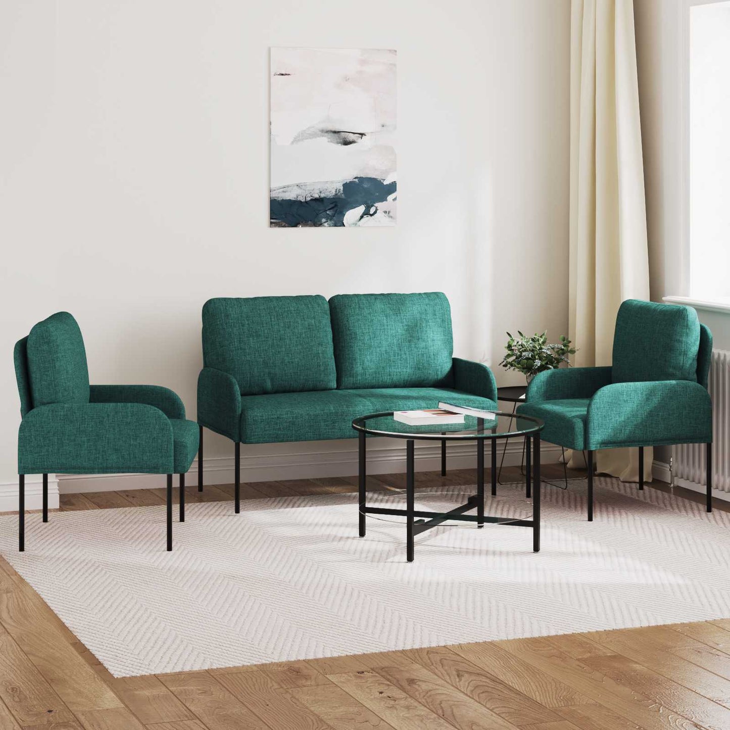 Set divani 3 pcs Verde Scuro 115 x 56 x 80 cm Legno compensato | homemem39