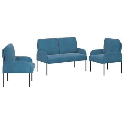 Set divani 3 pcs Blu 115 x 56 x 80 cm Legno compensato | homemem39