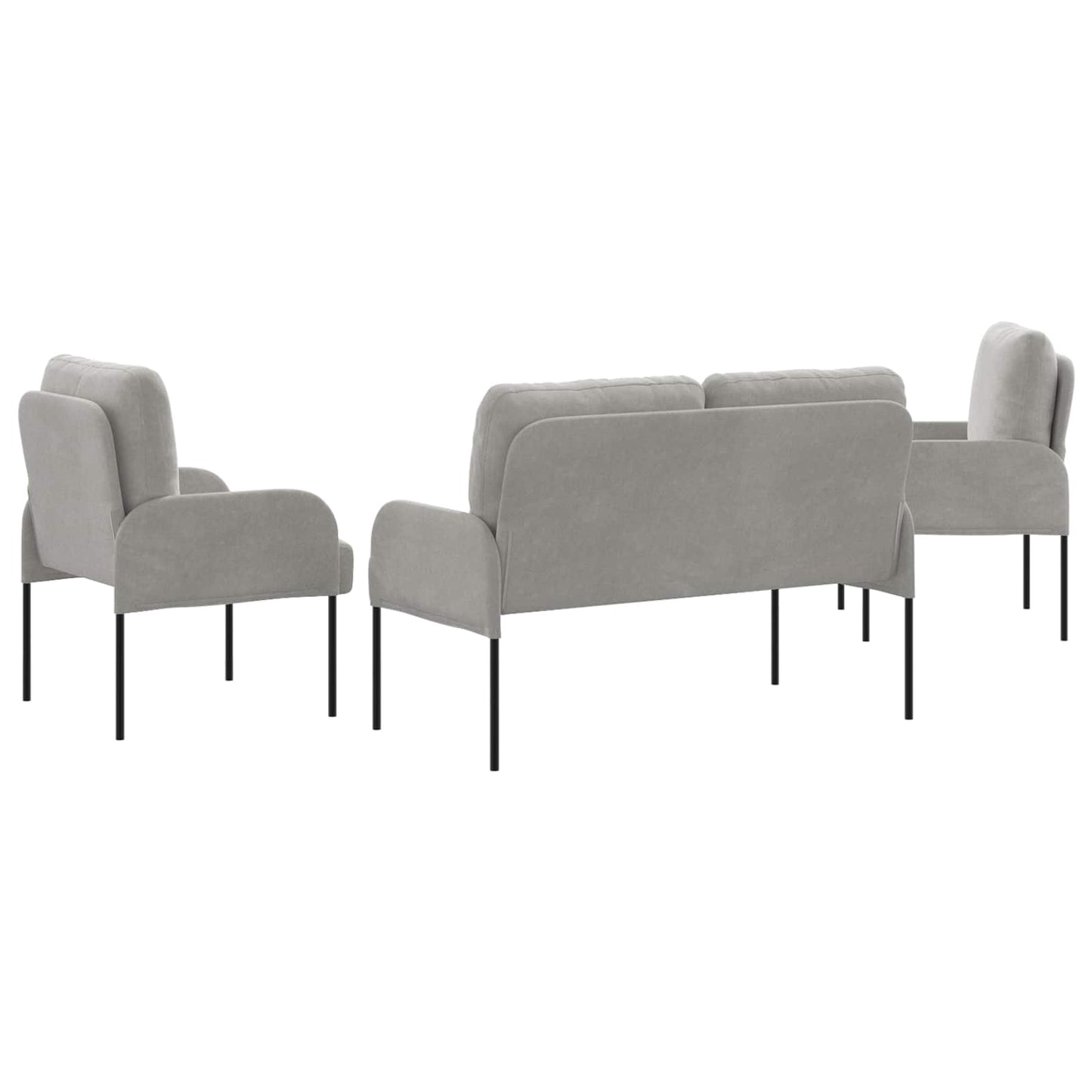 Set divani con cuscino 3 pcs Grigio chiaro 115 x 56 x 80 cm | homemem39